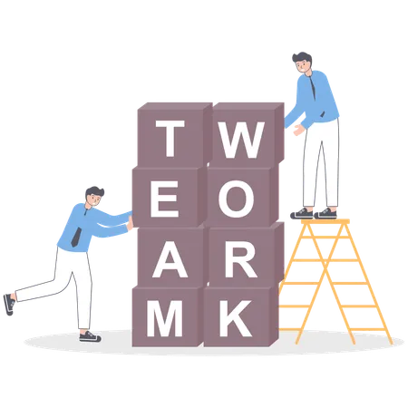 Menschen mit Wort Teamwork-Box  Illustration