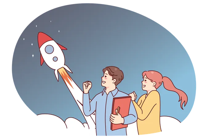 Menschen sind vom Start des Projekt-Startups begeistert  Illustration