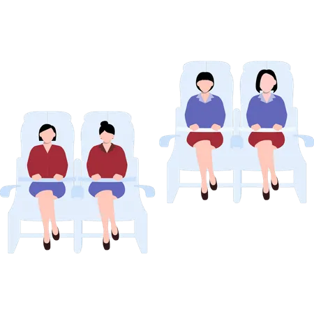 Menschen sitzen im Flug  Illustration