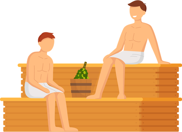 Menschen sitzen in der Sauna  Illustration