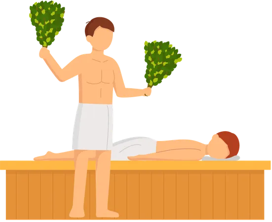 Menschen sitzen in der Sauna  Illustration