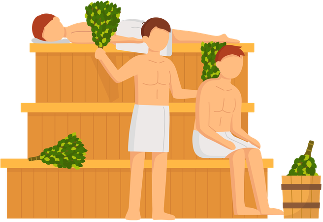 Menschen sitzen in der Sauna  Illustration