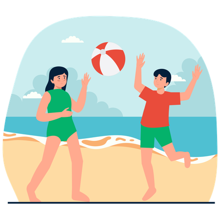 Leute, die Beachvolleyball spielen  Illustration
