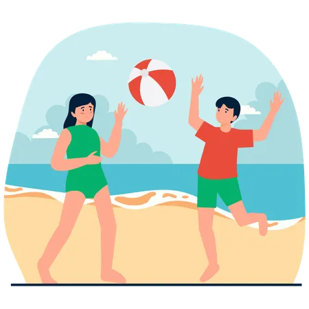 Leute, die Beachvolleyball spielen  Illustration