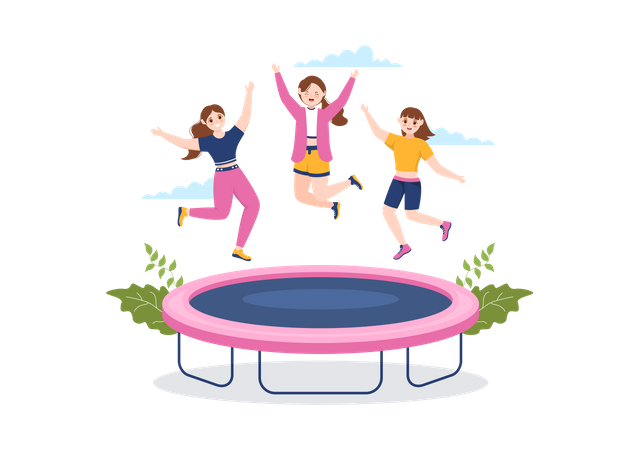 Menschen springen auf Trampolin  Illustration