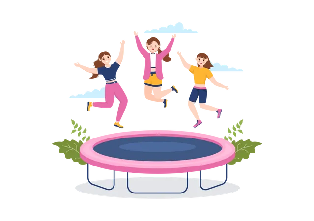 Menschen springen auf Trampolin  Illustration