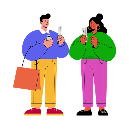 Leute vergleichen gemeinsam Preise  Illustration