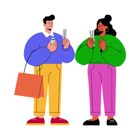 Leute vergleichen gemeinsam Preise  Illustration