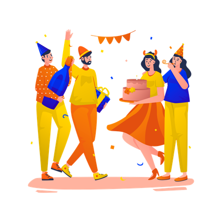 Menschen versammelten sich zur Party  Illustration