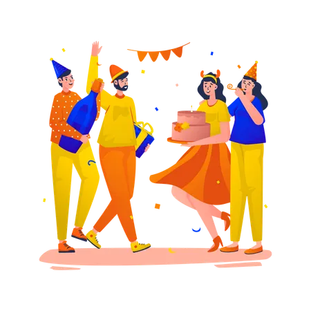 Menschen versammelten sich zur Party  Illustration