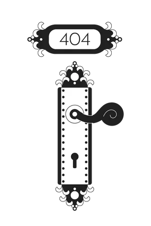Lever Door Handle Vector Bw Empty State Illustration Editable 404 Not Found Page For UX UI Design Open Door Isolated Flat Monochromatic Object On White Error Flash Message For Website App イラスト
