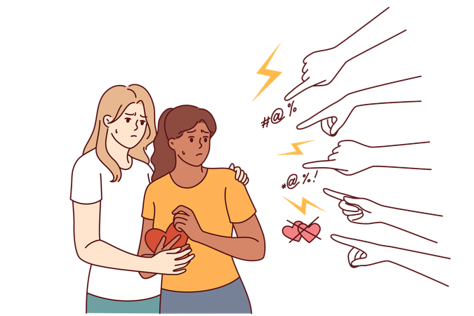 LGBT couple who need protection from homophobic people  Illustration