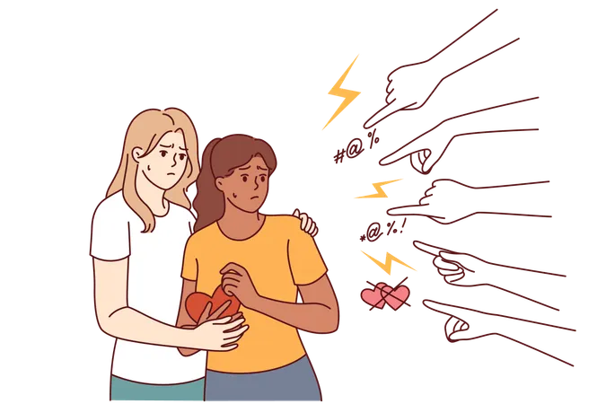 LGBT couple who need protection from homophobic people  Illustration