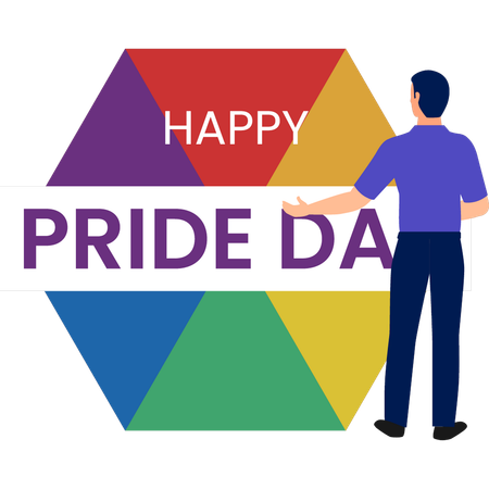 多様性と包摂性を祝うLGBTプライドの若者  イラスト