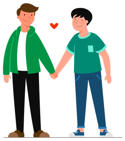 LGBT male couple standing together  Illustration