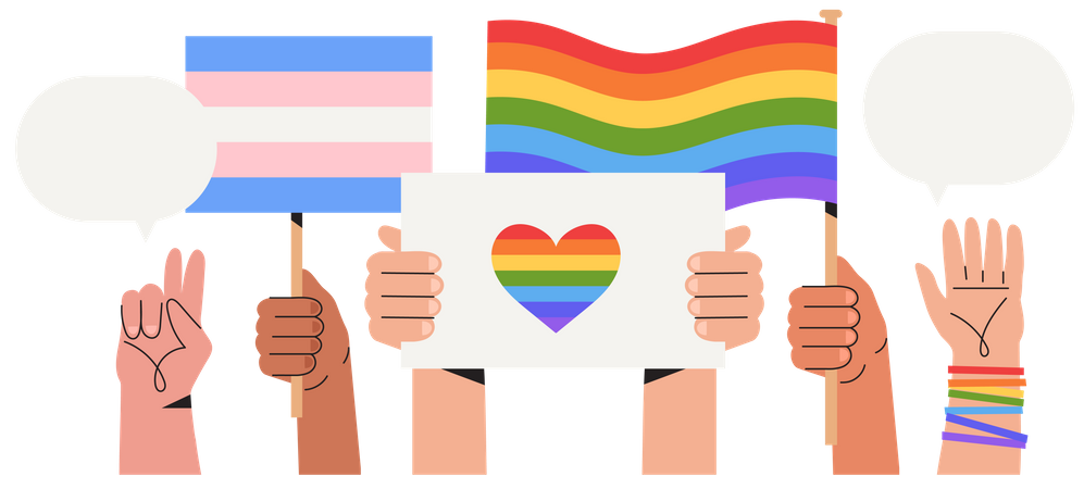Feier des LGBT-Pride-Monats gegen Gewalt, Diskriminierung und Menschenrechtsverletzungen  Illustration