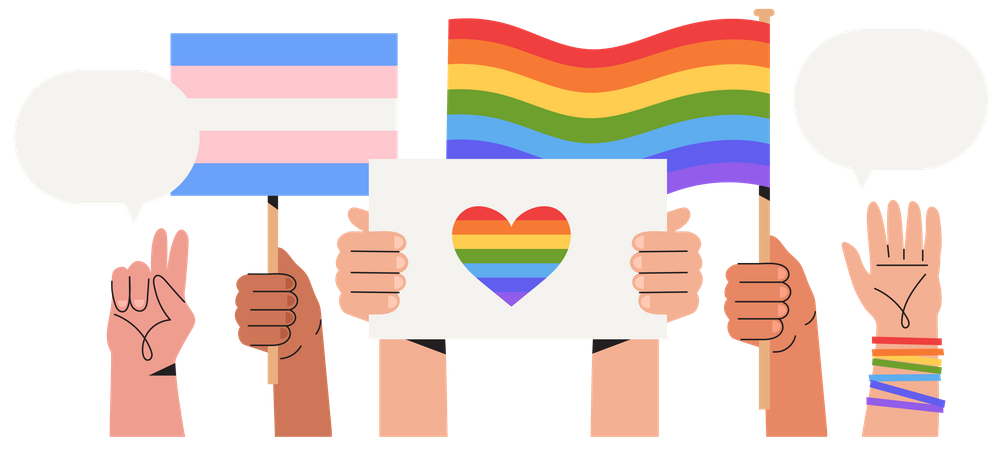 LGBT pride month celebration against violence, discriminations and human rights violation  Illustration