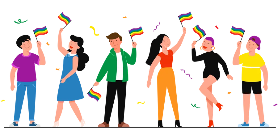 Versammlung der LGBTQ-Community zum Marsch  Illustration