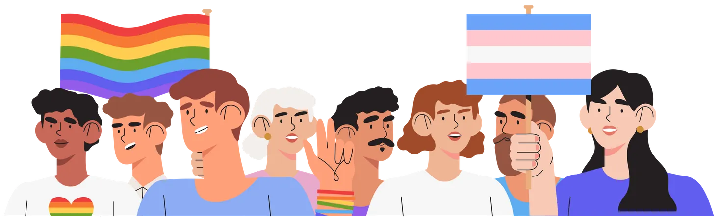 LGBTQ community with pride flag Illustration