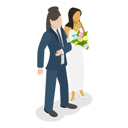 LGBTQ couple doing marriage  Illustration