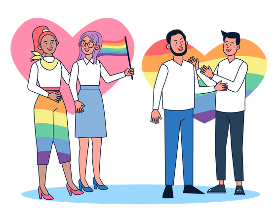 LGBTQ couples Illustration