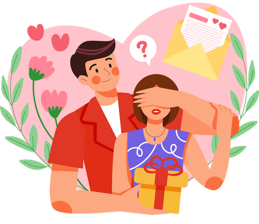 L'homme a fermé les yeux de la fille par surprise  Illustration