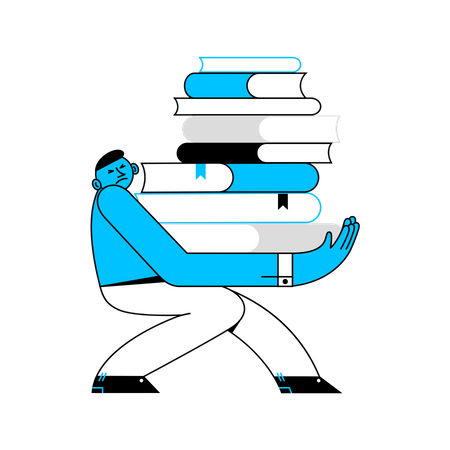 L'homme a pris beaucoup de livres  Illustration