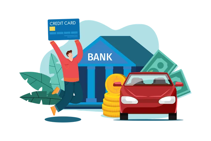 Un homme a contracté un prêt automobile auprès d'une banque  Illustration