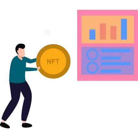 L'homme a une pièce NFT  Illustration