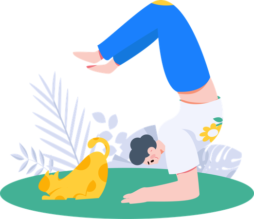L'homme adore faire du yoga le matin  Illustration