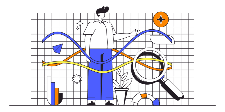 L'homme analyse le rapport financier  Illustration