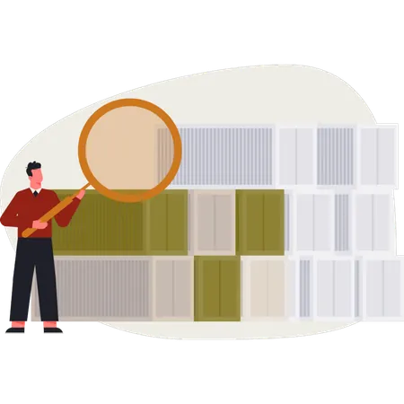L'homme cherche un cantaner d'exportation  Illustration