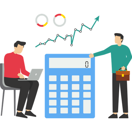 L'homme d'affaires calcule le budget de l'entreprise  Illustration