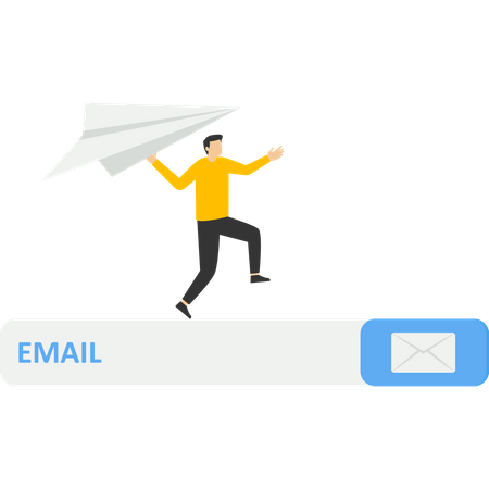 L'homme d'affaires envoie un email  Illustration