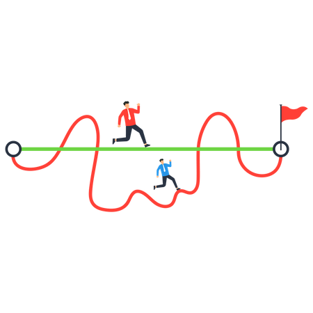 L'homme d'affaires est confus dans le choix du bon chemin  Illustration