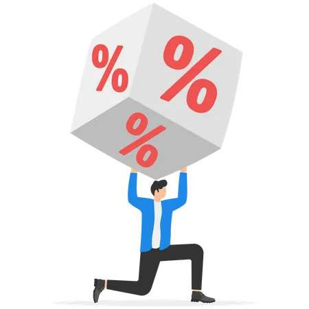 L’homme d’affaires subit la forte pression des taux d’intérêt des prêts bancaires  Illustration