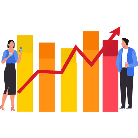 L'homme d'affaires et son équipe voient la croissance financière  Illustration