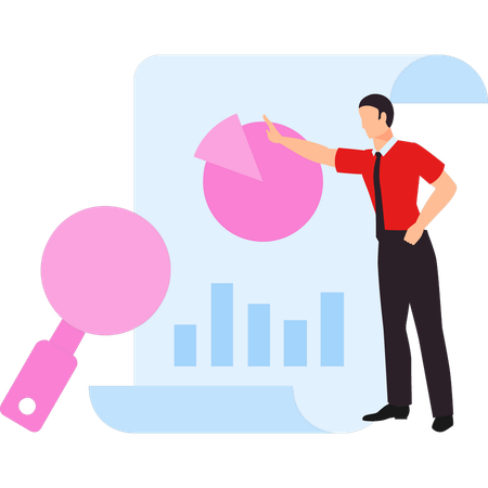 L'homme d'affaires montre le diagramme circulaire  Illustration