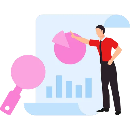 L'homme d'affaires montre le diagramme circulaire  Illustration