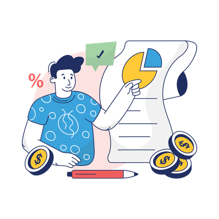 L'homme d'affaires regarde l'audit financier  Illustration
