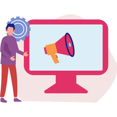 L'homme d'affaires se concentre sur les objectifs marketing  Illustration