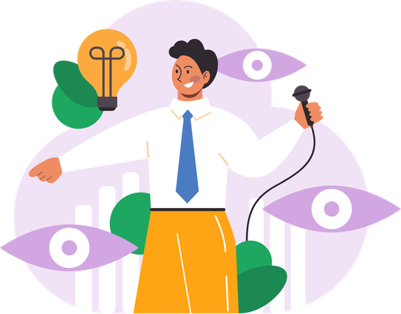 L'homme d'affaires travaille sur des solutions d'affaires  Illustration