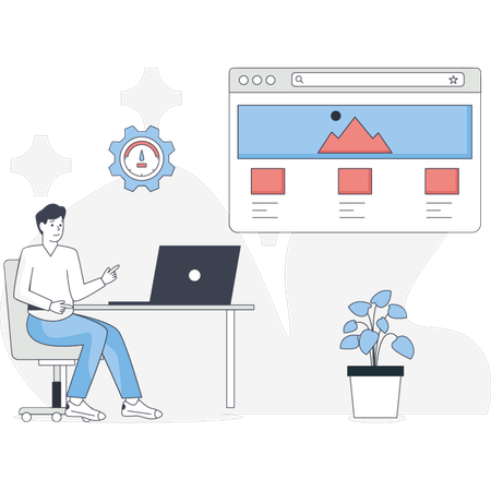L'homme effectue des tests d'utilisabilité  Illustration