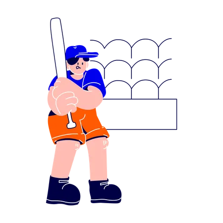 L'homme est debout avec une batte de baseball  Illustration