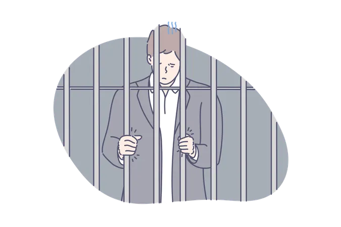 L'homme est envoyé en prison  Illustration