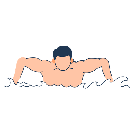 L'homme fait des longueurs de natation  Illustration