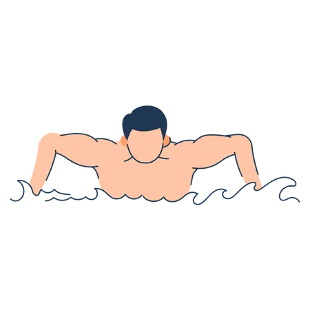 L'homme fait des longueurs de natation  Illustration