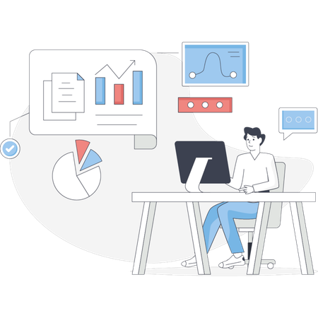 L'homme suit une formation BI  Illustration