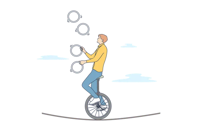 L'homme jongle à vélo  Illustration