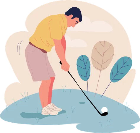 L'homme joue au golf  Ilustración